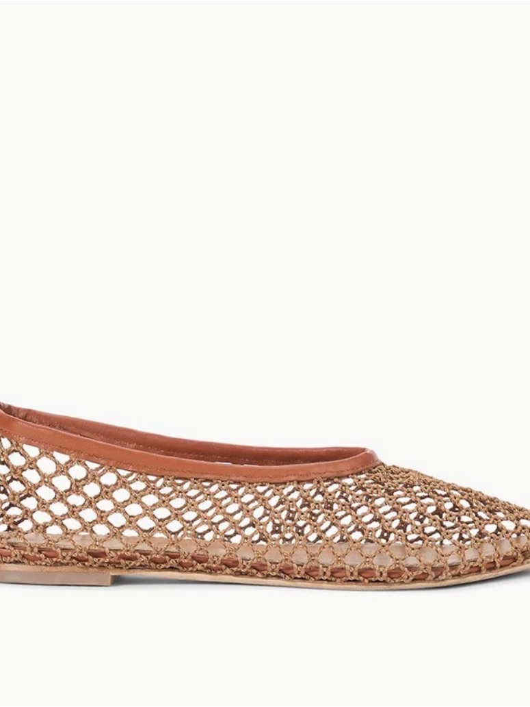 Staud Alba- Woven Mesh Ballet Flat In Brown-Tan- Size 38!